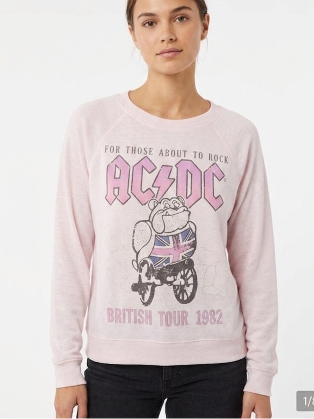 AC/DC Light Pink Graphic Crewneck Sweatshirt Size XS